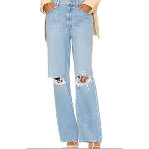 Mother Snacks Fun Dip Puddle High Rise Wide Leg Jeans Sz 29 Distressed Knees
